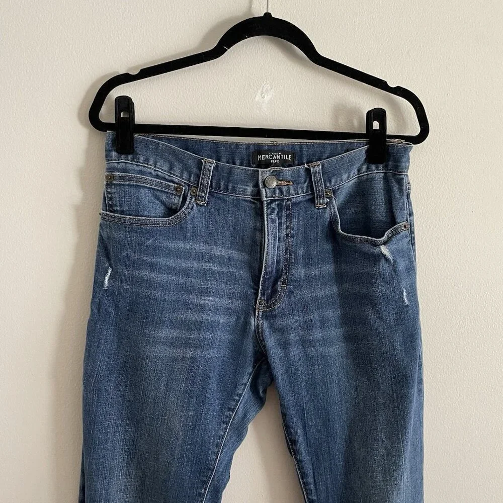 J.Crew Mercantile Men 30X30 Blue Medium Wash Denim Mid Rise Slim Fit Flex Jeans